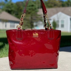 Coach Burgundy Patent Leather Handbag